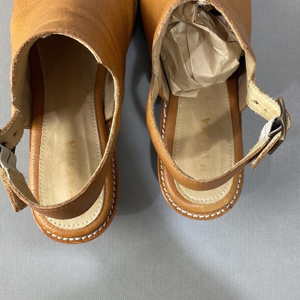 Patina leather bohemian open toed shoes/sandals/low heels - Picture 6 of 11